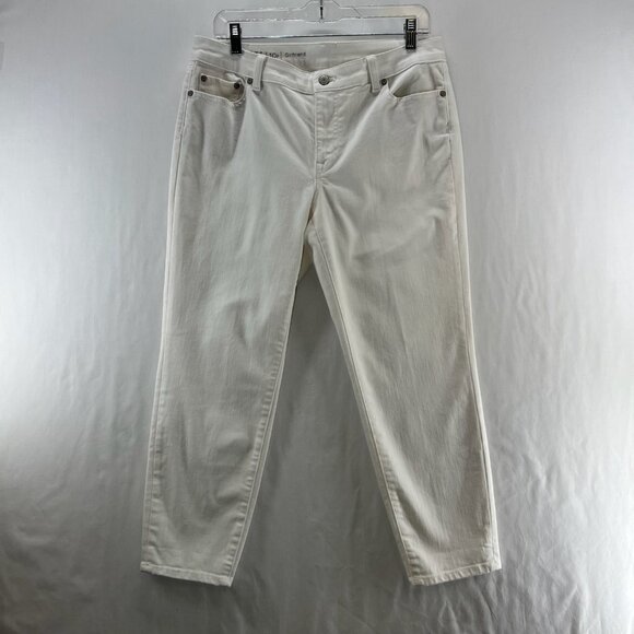 Talbots Flawless Girlfriend Jeans Women 10P Mid-Rise Cropped Stretch Denim White - Picture 1 of 9